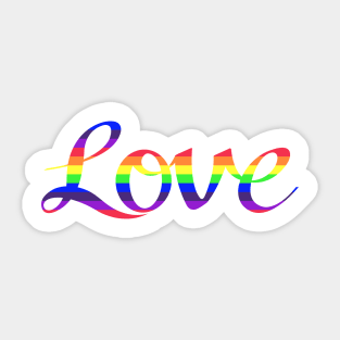 Love Script Rainbow Colors Stripes Sticker